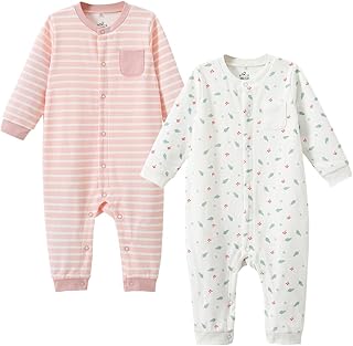 Baby nest ベビー服 長袖 カバーオール ロンパース パジャマ 赤ちゃん 新生児 女の子 北欧風 ルームウェア 可愛い 綿100％ 柔らかい 2枚セット 66 73 80 90