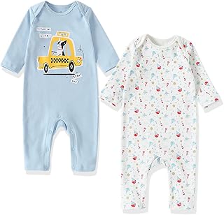 Baby nest ベビー服 男の子 長袖 カバーオール 欧米風 ロンパース 前開き 秋冬 ルームウェア 赤ちゃん服 新生児服 肌着 2枚セット 66 73 80 90