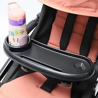 DEEYOTA ベビーカープレート ベビーカー ボトルホルダー 哺乳瓶 ホルダー スナックボトルホルダー 360度回転 角度調整可能 省スペース 飲み物 カップホルダー スナックトレイ おやつ収納