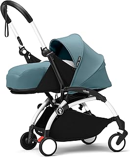 Stokke(ストッケ) YOYO3(ヨーヨー3) A型ベビーカー 対面式 新生児期~6ヶ月頃 【本体フレーム+ 0ヵ月~6ヵ月 ニューボーンパック セット】 瞬時に開閉・フラットポジション ホワイト フレーム/アクア