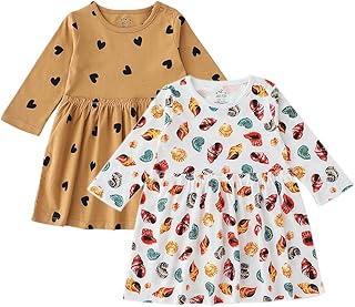 Baby nest ベビー服 長袖 ワンピース ドレス ロンパース パジャマ 赤ちゃん 新生児 女の子 北欧風 花柄 ルームウェア 可愛い 綿 柔らかい 2枚セット