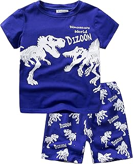 [Dizoon] ディゾン パジャマ キッズ 子供 tシャツ 半袖 綿100 無地 子供服 男の子 150 赤ちゃん服 寝間着 子供の日 青い 恐竜 1-13歳 90 100 110 120 130 140 150 160